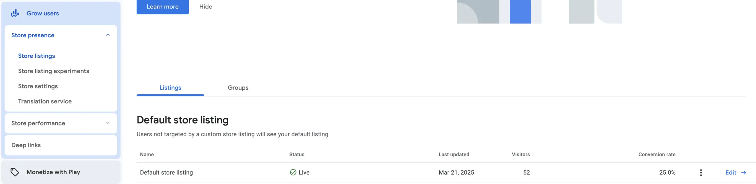Store Listing