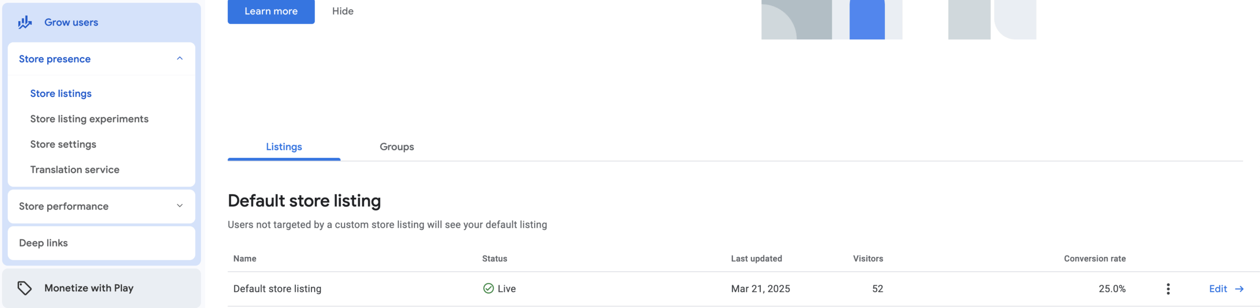 Store Listing