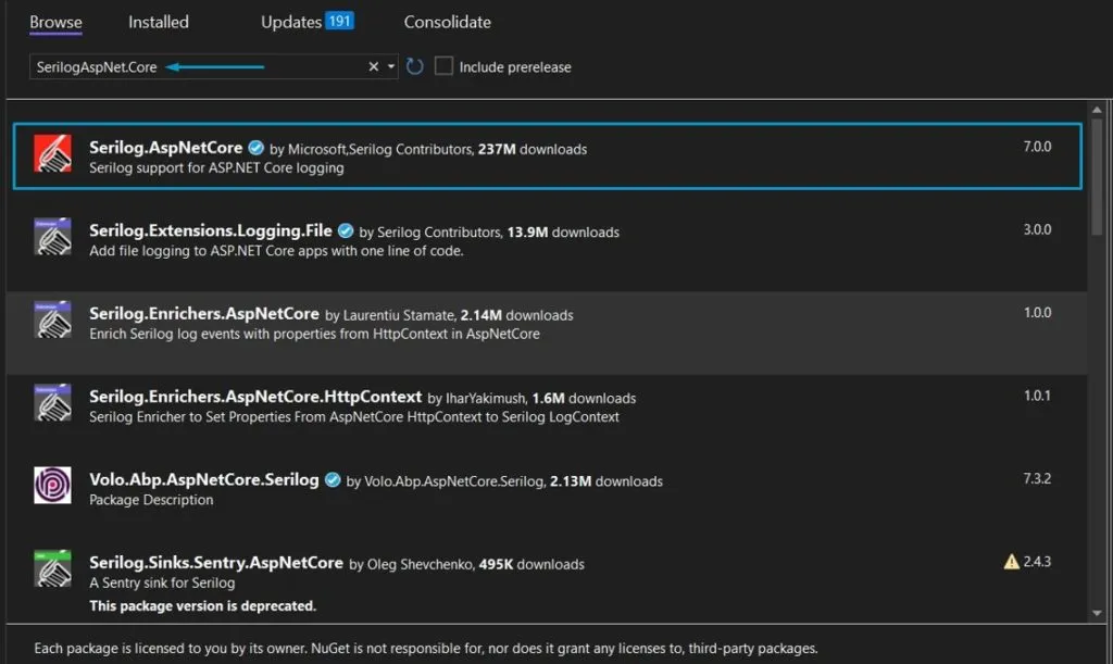 What configuration should be used for Serilog?