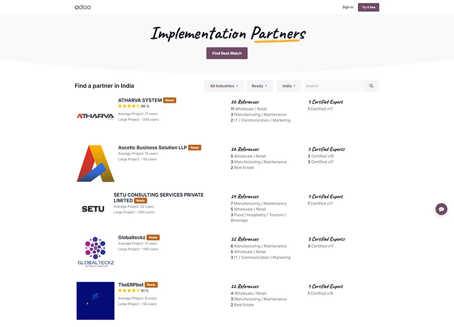Odoo Implementation Partner Screenshot